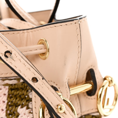Fendi Raffia Vitello King F is Fendi FF Crochet Mini Mon Tresor Bucket Bag Natural Light Rose 12 of 13