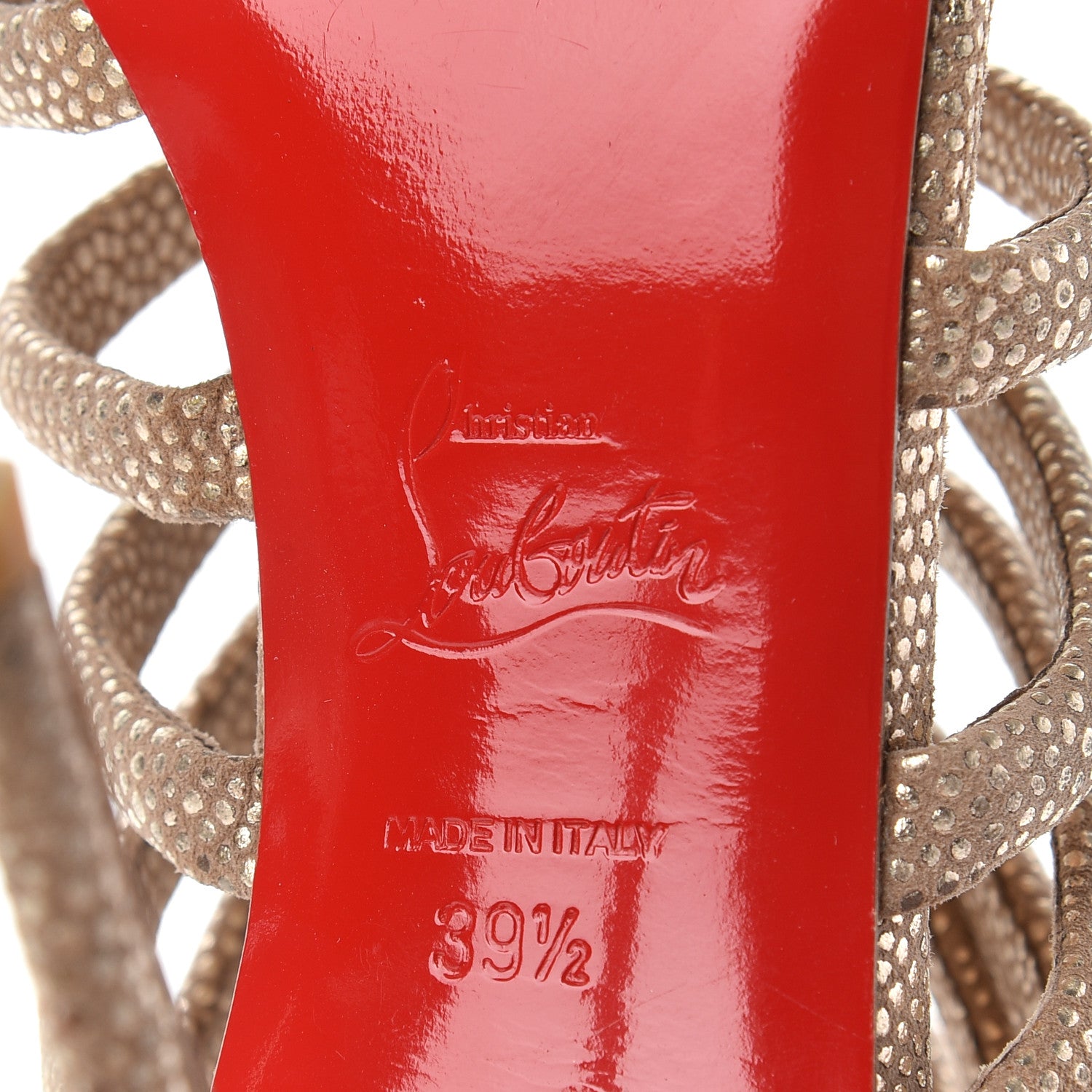 Christian Louboutin Metallic Suede Strappy Sandals 39.5 Gold 6 of 14
