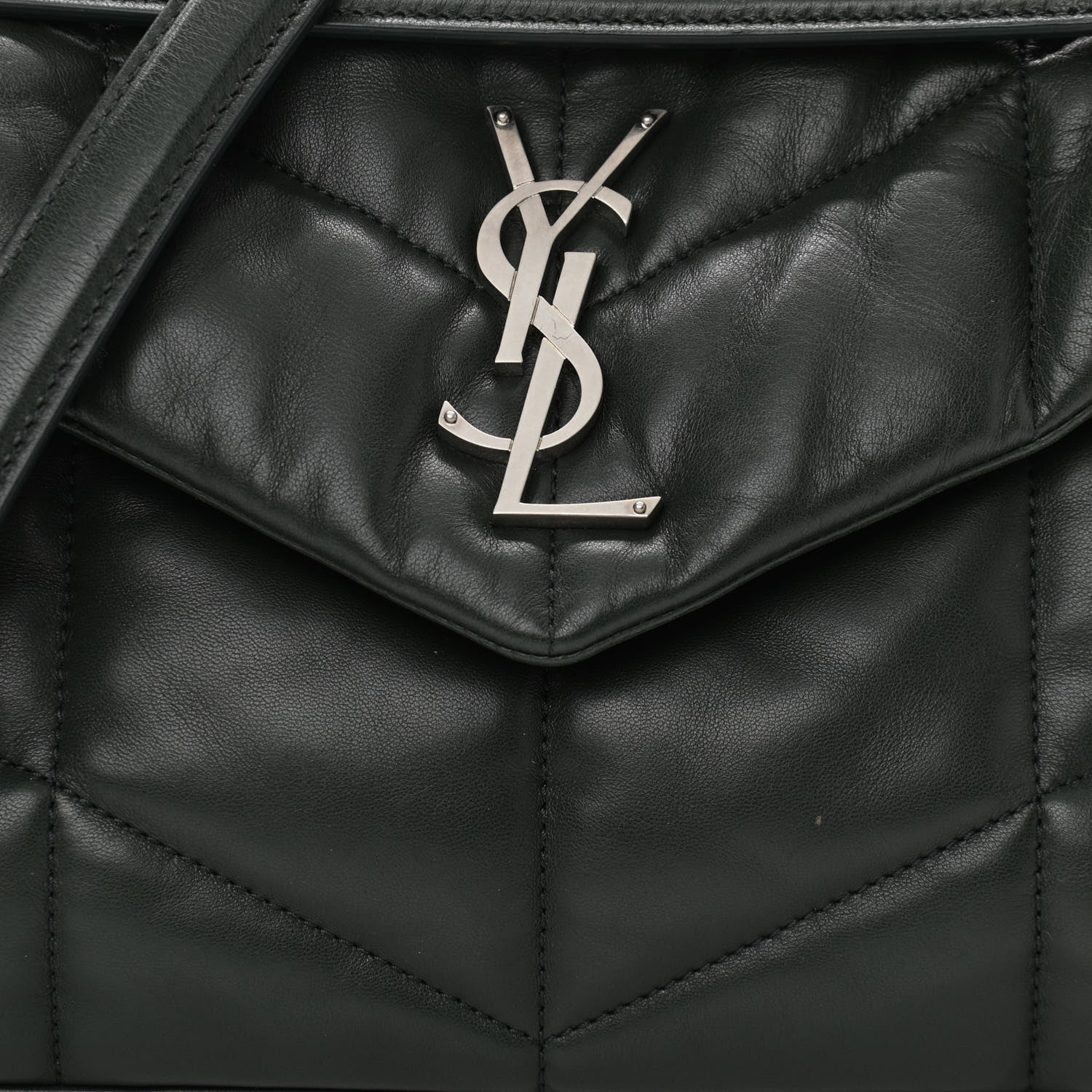 Saint Laurent Lambskin Quilted Small Loulou Puffer Monogram Chain Satchel Concrete 8 of 13