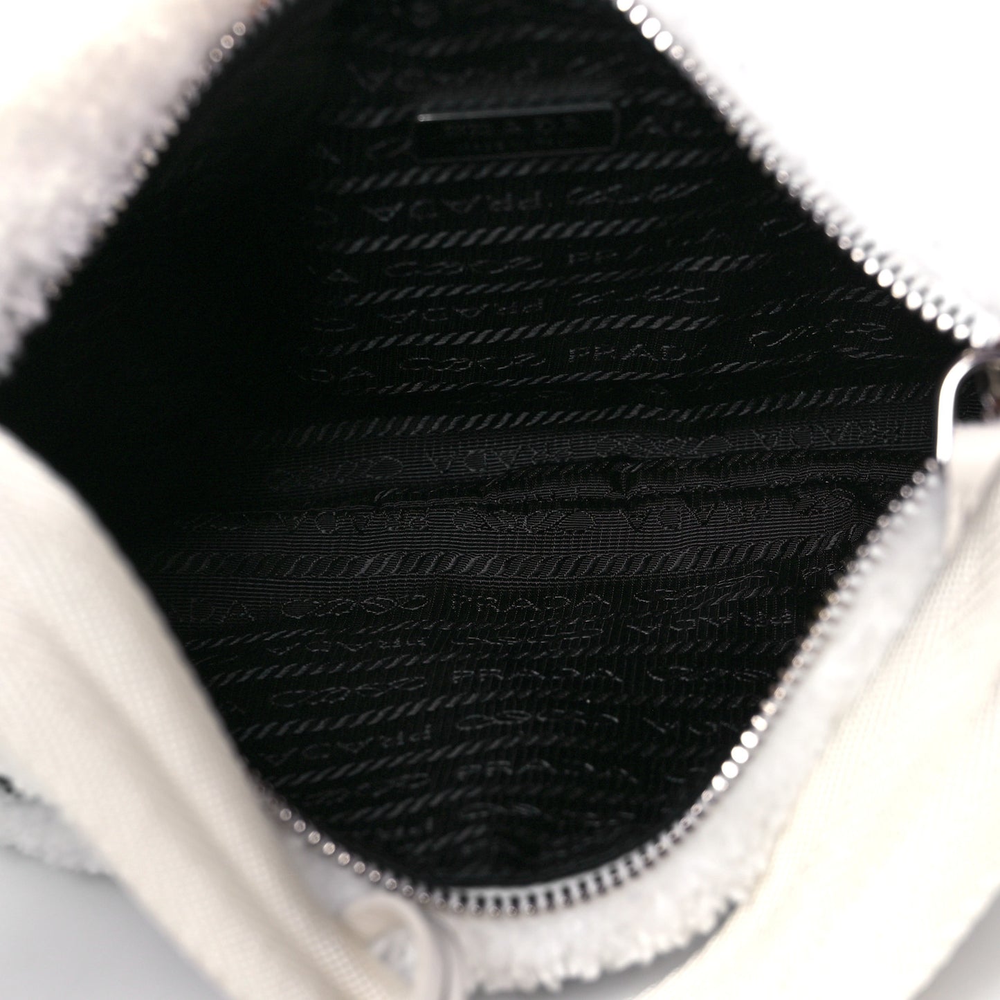 Terry Cloth Mini Re-Edition 2000 Bag White Black