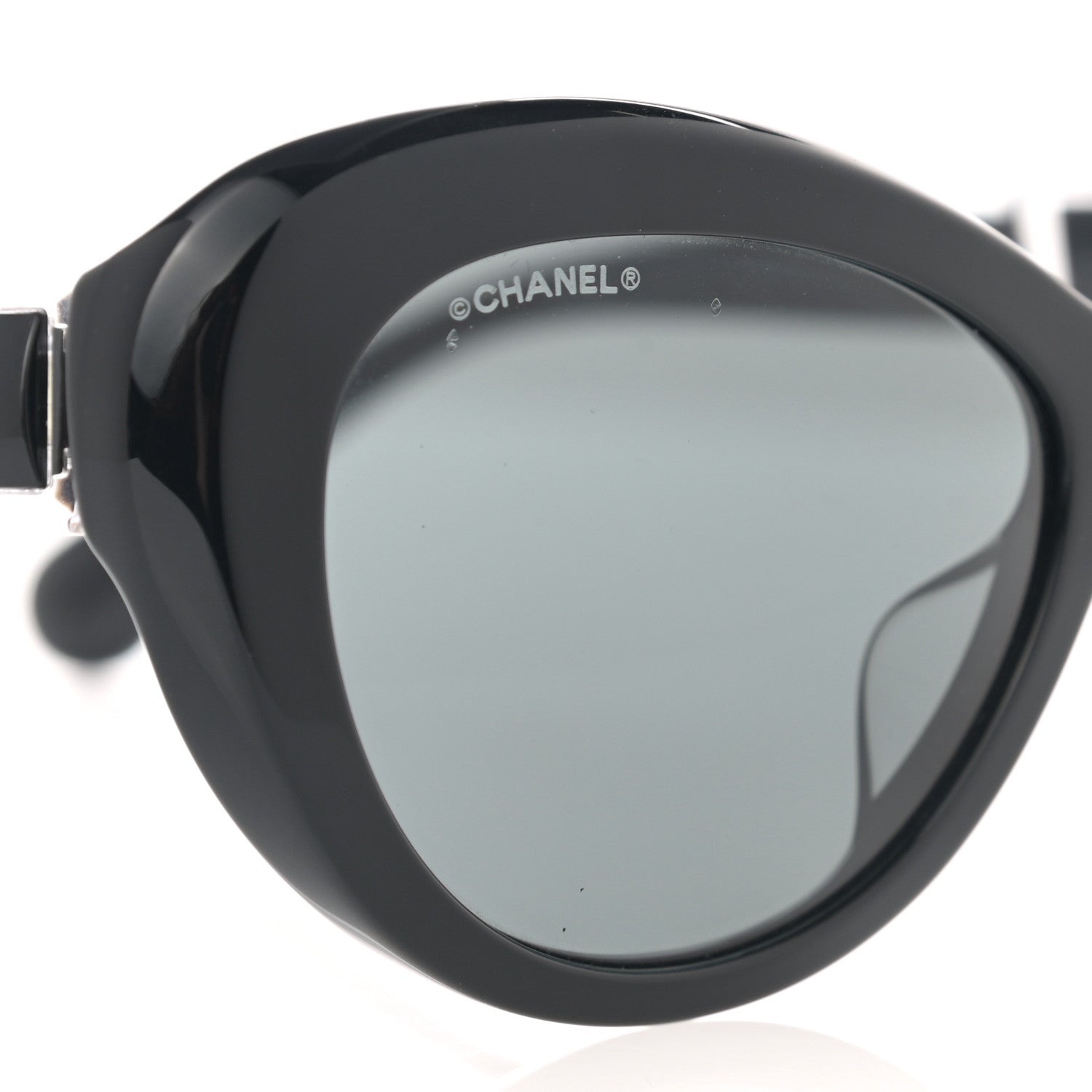 Chanel Acetate Glass Pearls Cat Eye Sunglasses 5443-H Black 8 of 9