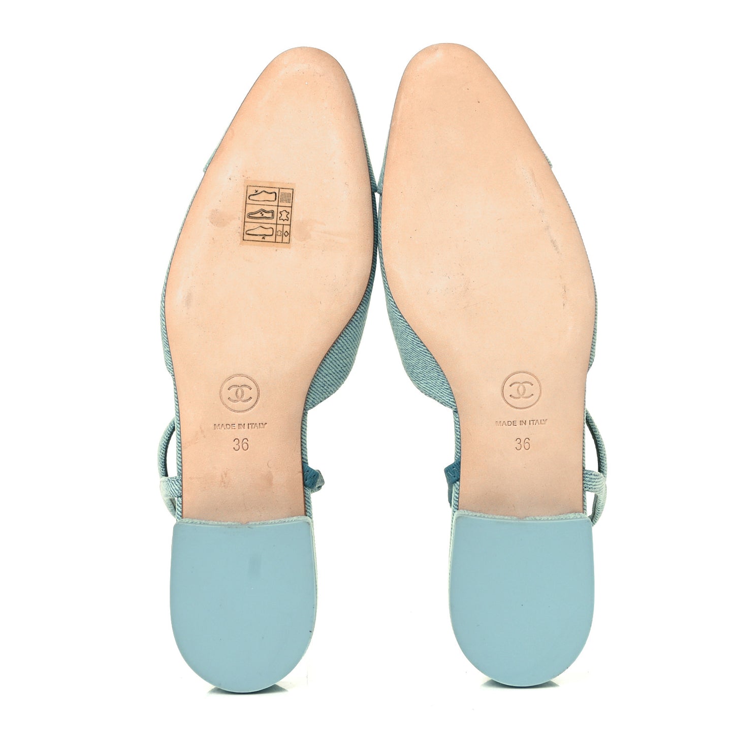 Denim Cap Toe CC Slingback Flats 36 Blue