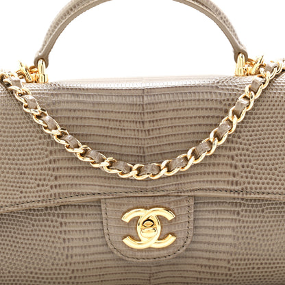 Chanel Calfskin Lizard Embossed Clutch With Chain Dark Khaki 9 of 12