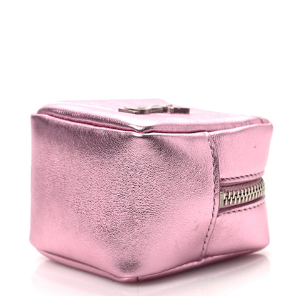 Saint Laurent Crinkled Lame Calfskin Jaime Cube Charm Keychain Violet 7 of 7