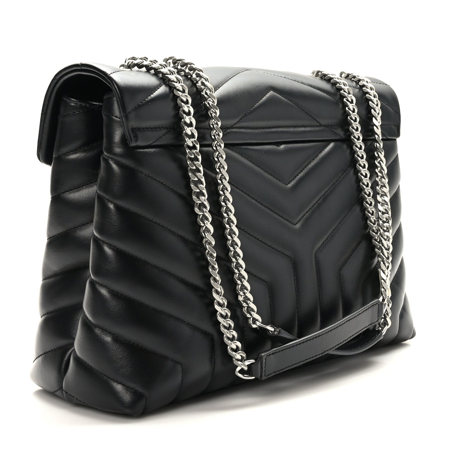 Saint Laurent Calfskin Y Quilted Monogram Medium Loulou Chain Satchel Black 3 of 9