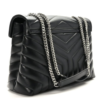 Saint Laurent Calfskin Y Quilted Monogram Medium Loulou Chain Satchel Black 3 of 9