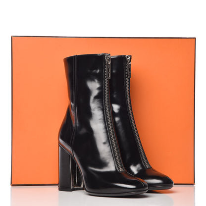 Hermes Tuscan Calfskin New York 105 Ankle Boots 35 Black 8 of 8