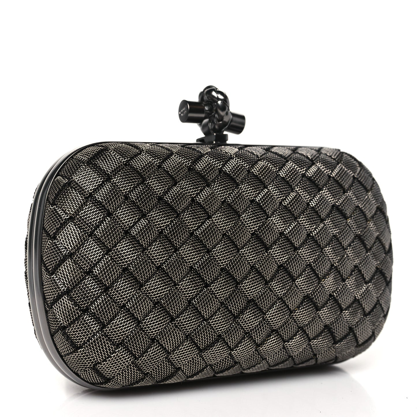 Metal Intrecciato Mesh Woven Knot Clutch Argento