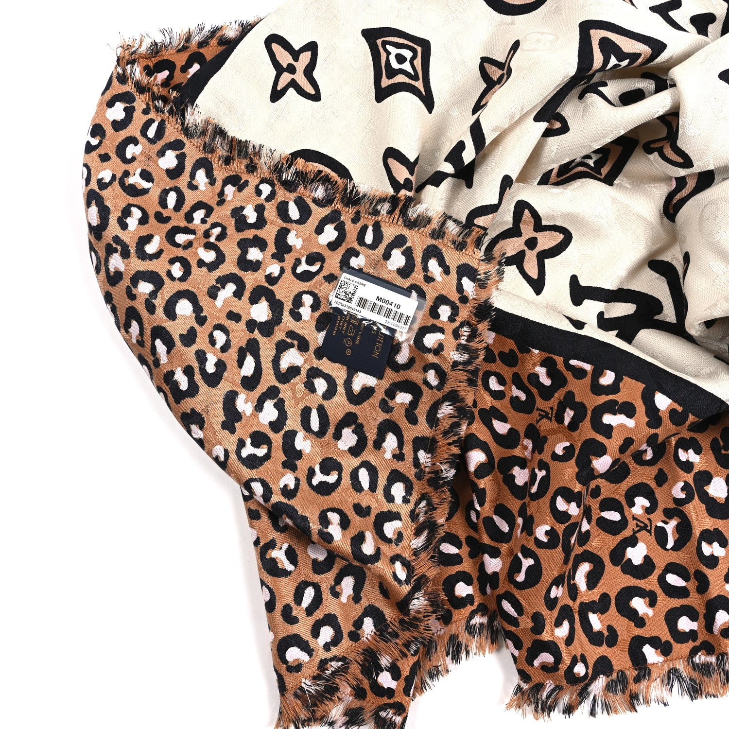 Louis Vuitton Silk Wool Wild At Heart Shawl Caramel Creme Black 3 of 4