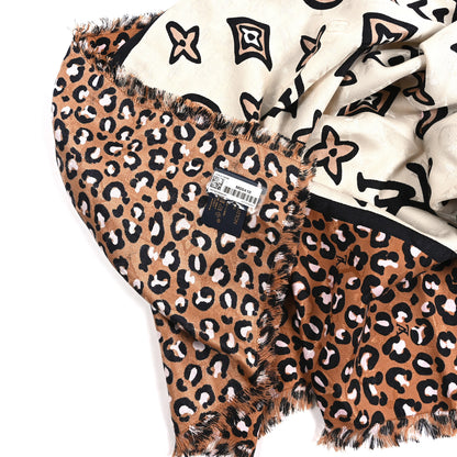 Louis Vuitton Silk Wool Wild At Heart Shawl Caramel Creme Black 3 of 4