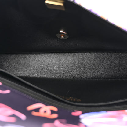 Chanel Printed Fabric Quilted Camellia Flap Black Multicolor 5 of 10