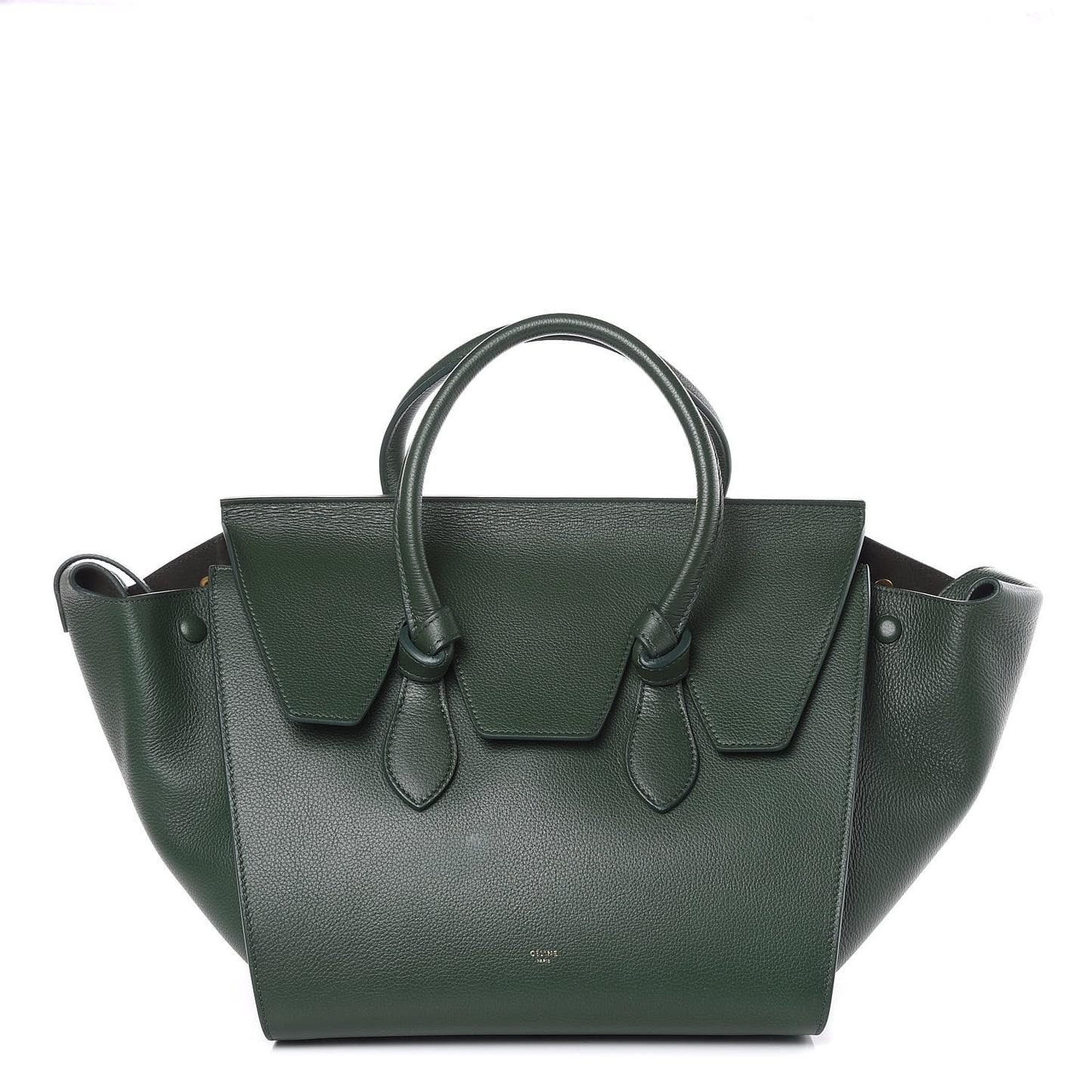 Crisped Calfskin Medium Tie Knot Tote Dark Green