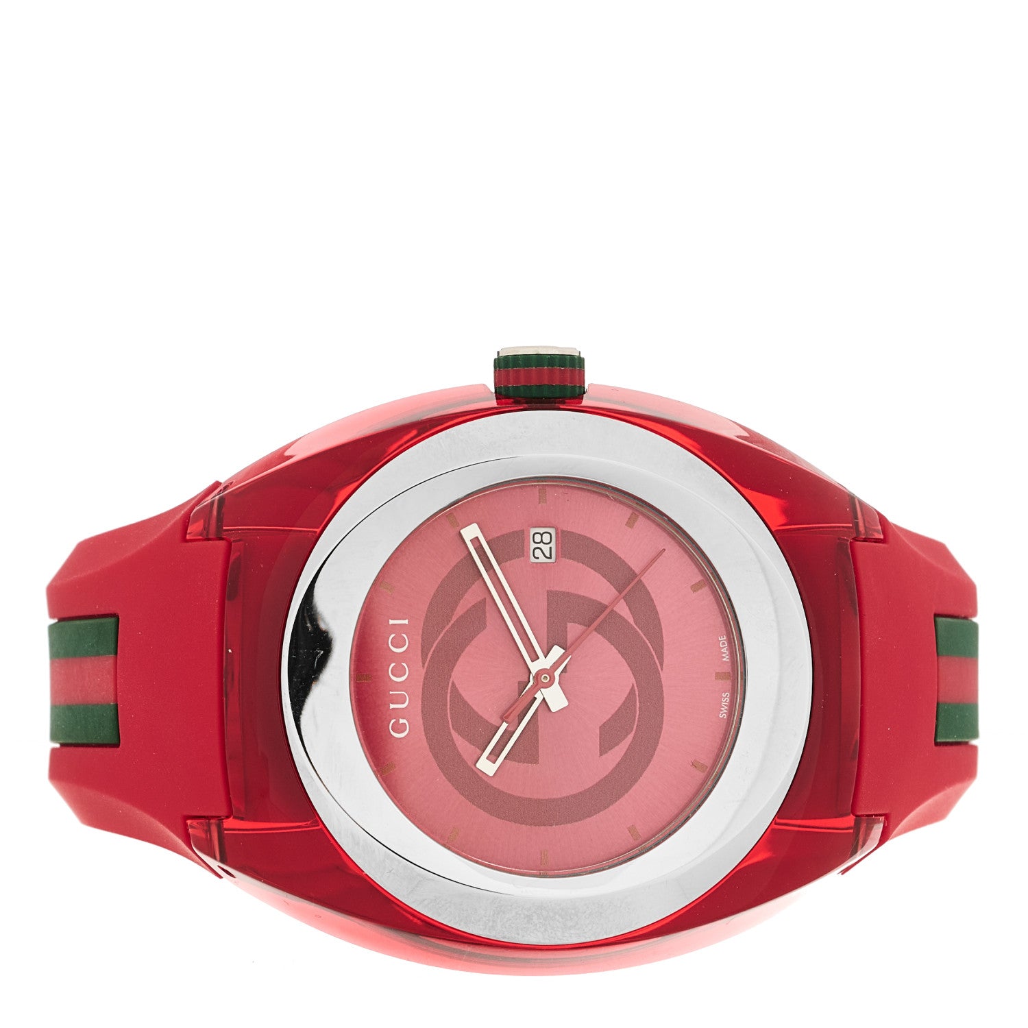 Gucci Stainless Steel Rubber 46mm Sync Web Quartz Watch Red