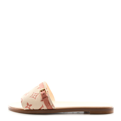 Louis Vuitton Monogram Revival Flat Mules 39.5 Creme Rose Trianon 1 of 8