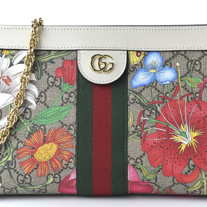 Gucci GG Supreme Monogram Flora Web Small Ophidia Chain Shoulder Bag White 10 of 11