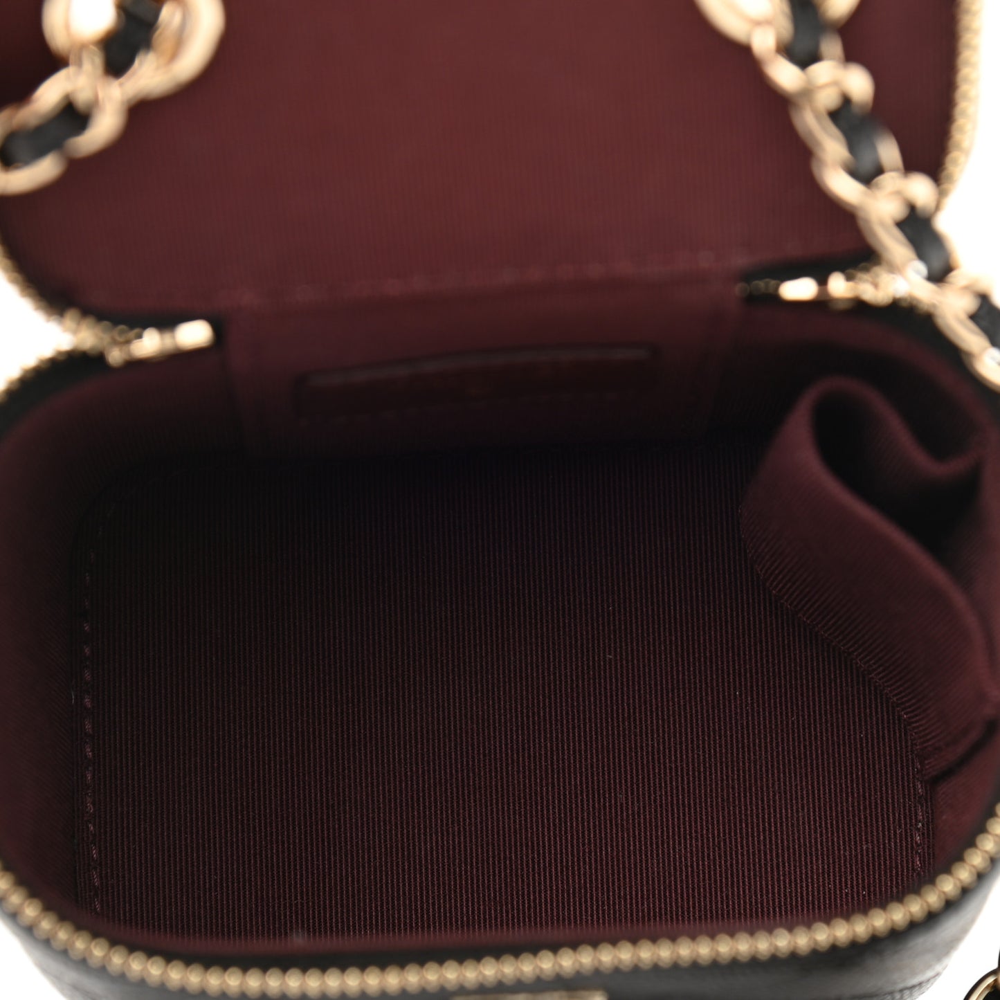 Caviar Quilted Mini Vanity Case With Chain Black