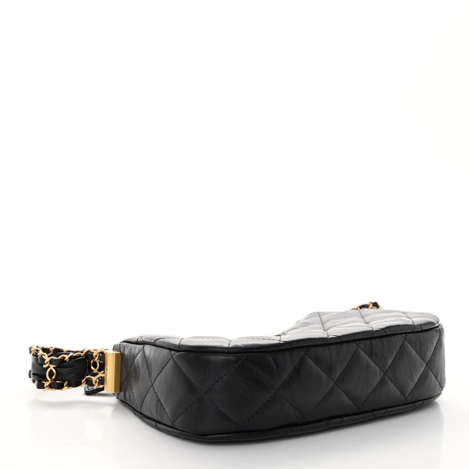 Chanel Crumpled Calfskin Quilted Braided CC Small Hobo Black 4 of 9