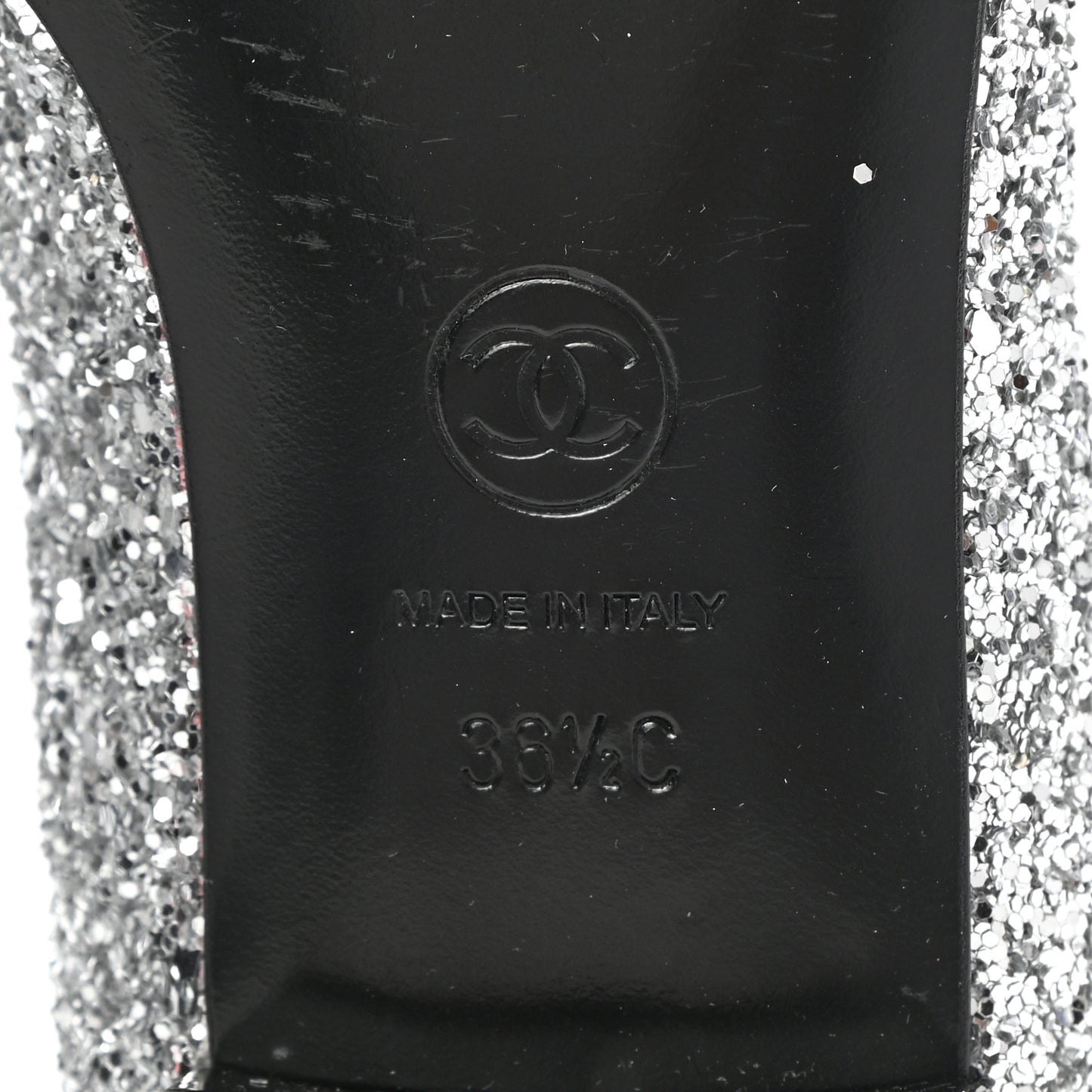 Glitter Fabric Patent Calfskin Mocassin Loafers 36.5 Black Silver