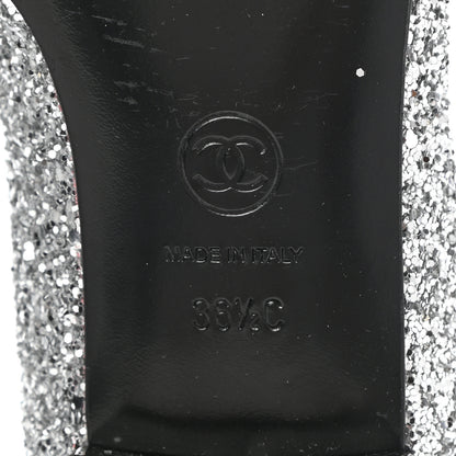 Chanel Glitter Fabric Patent Calfskin Mocassin Loafers 36.5 Black Silver 10 of 12