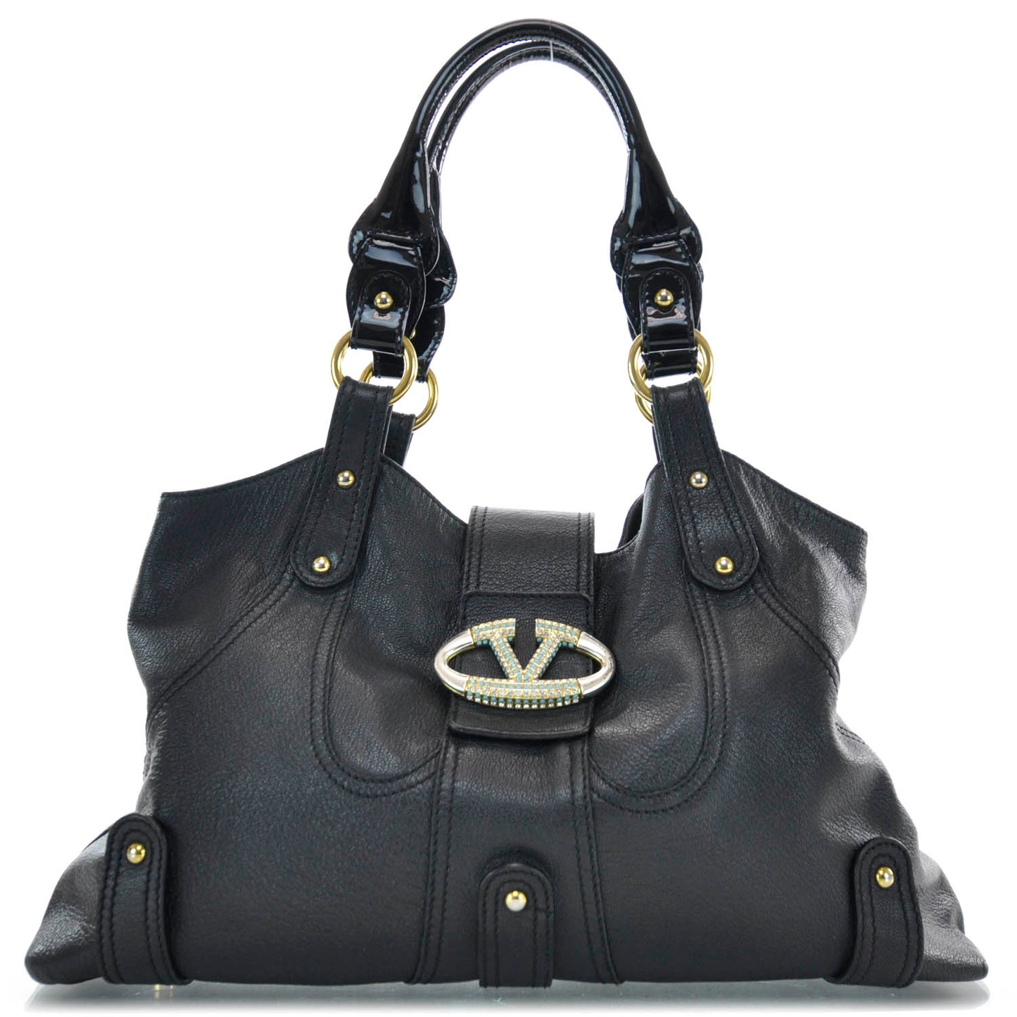 Leather Catch Hobo Black
