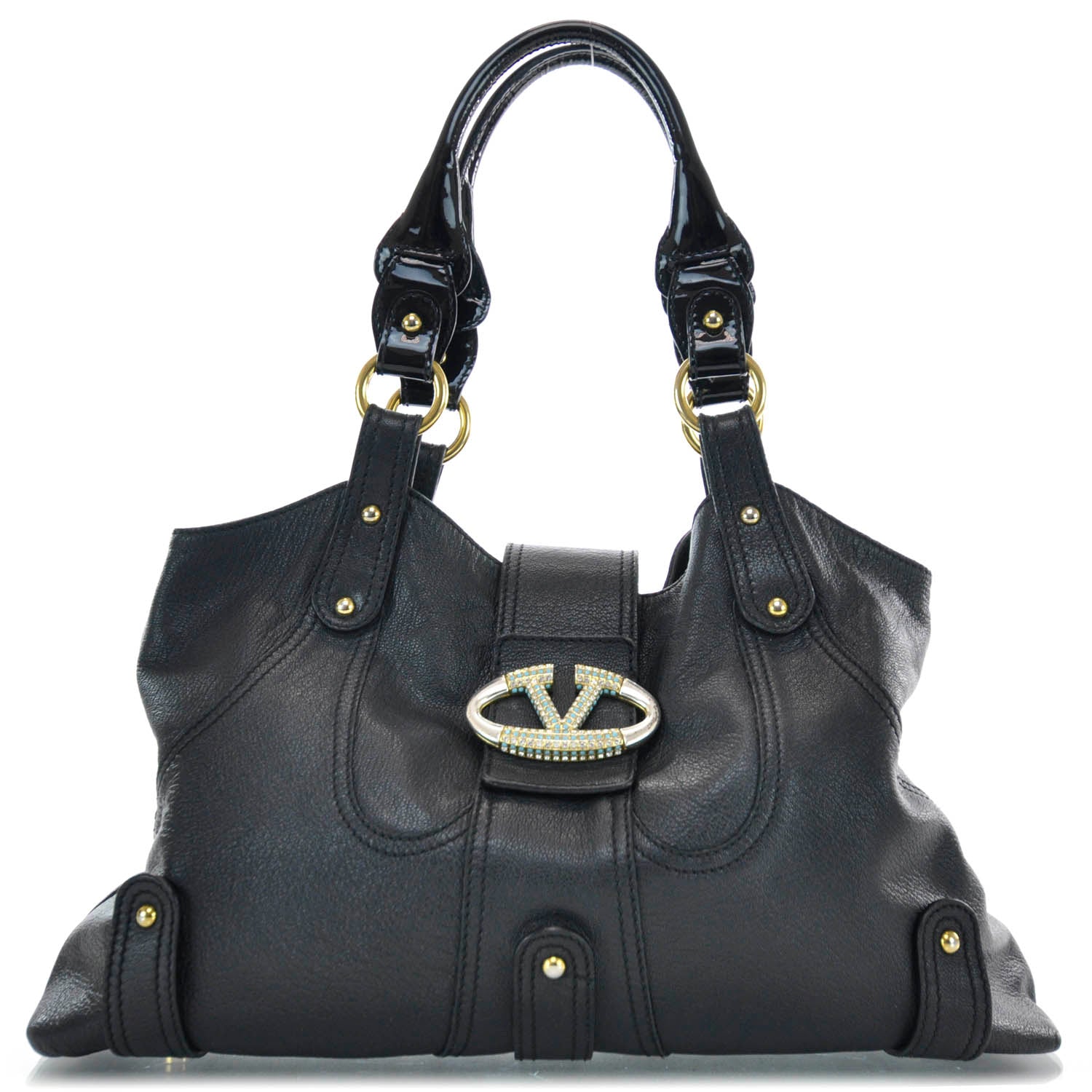 Valentino Garavani Leather Catch Hobo Black 1 of 10