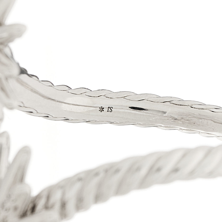 David Yurman Sterling Silver Diamond 28mm Open Starburst Ring 54 6.75 4 of 6