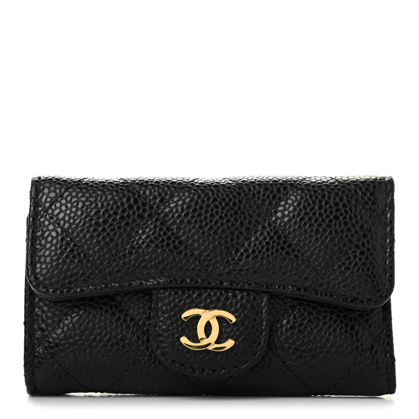 Caviar Quilted 6 Key Holder Black