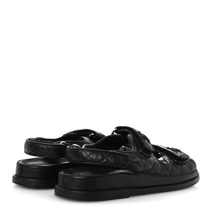 Chanel Lambskin Quilted Velcro Dad Sandals 38.5 So Black 5 of 15