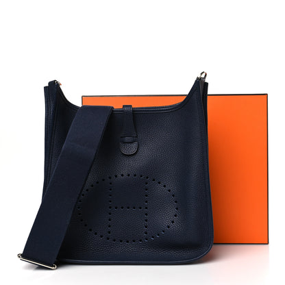 Hermes Taurillon Clemence Evelyne III PM Bleu Encre 10 of 10