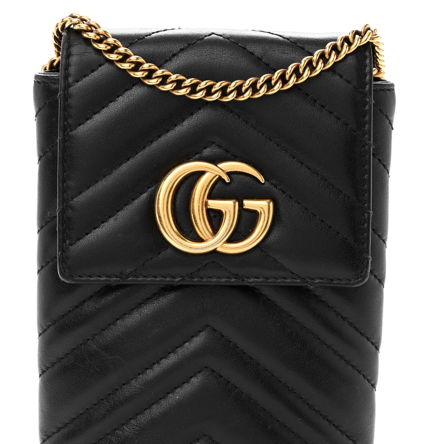 Calfskin Matelasse Mini GG Marmont Crossbody Bag Black