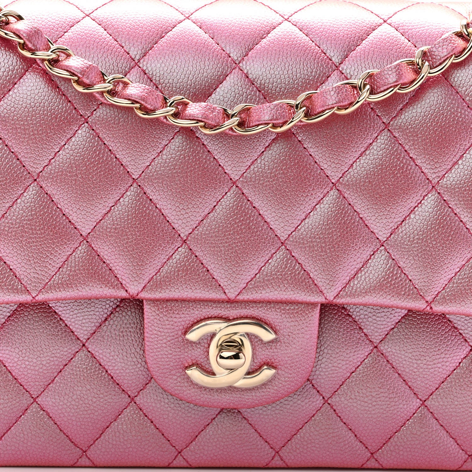 Chanel Iridescent Caviar Quilted Medium Double Flap Pink 8 of 10