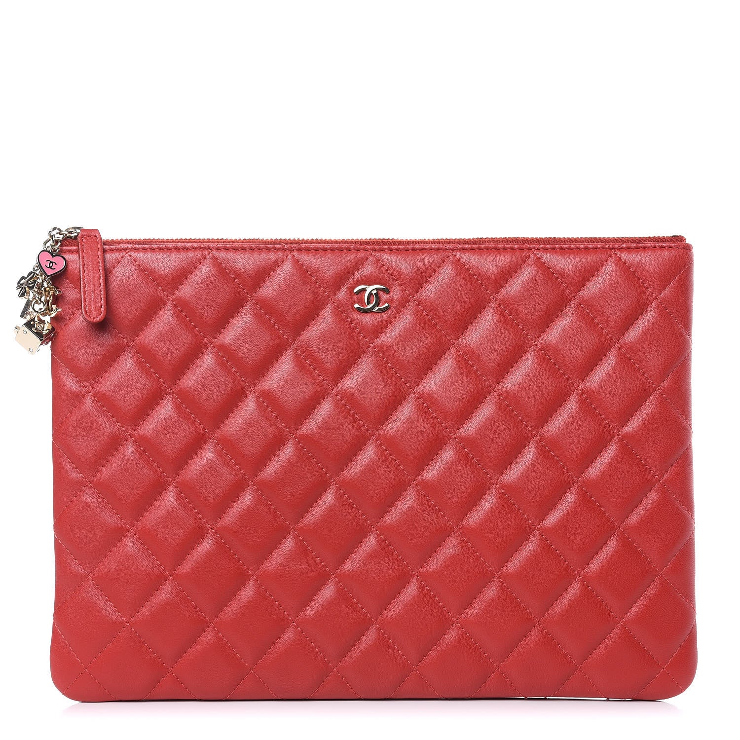 Chanel Lambskin Quilted Medium Casino Beauty CC Cosmetic Case Red 1 of 8