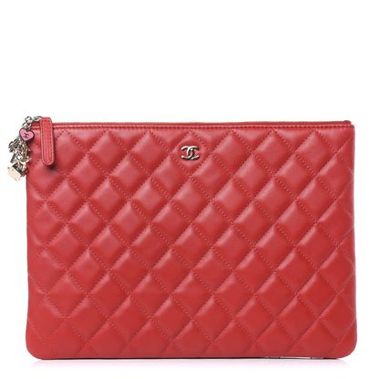 Chanel Lambskin Quilted Medium Casino Beauty CC Cosmetic Case Red 1 of 8