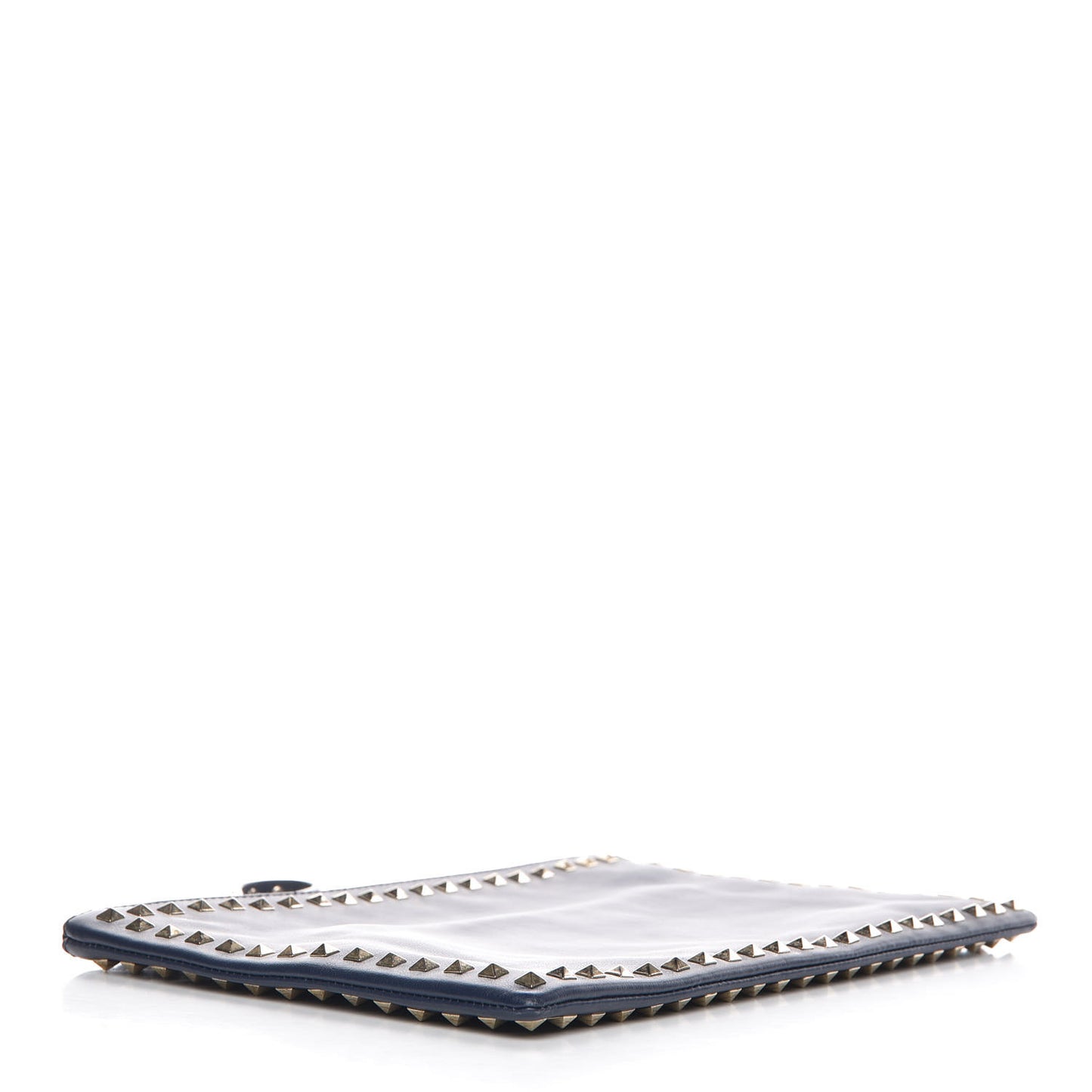 Calfskin Large Rockstud Zip Wristlet Pouch Marine
