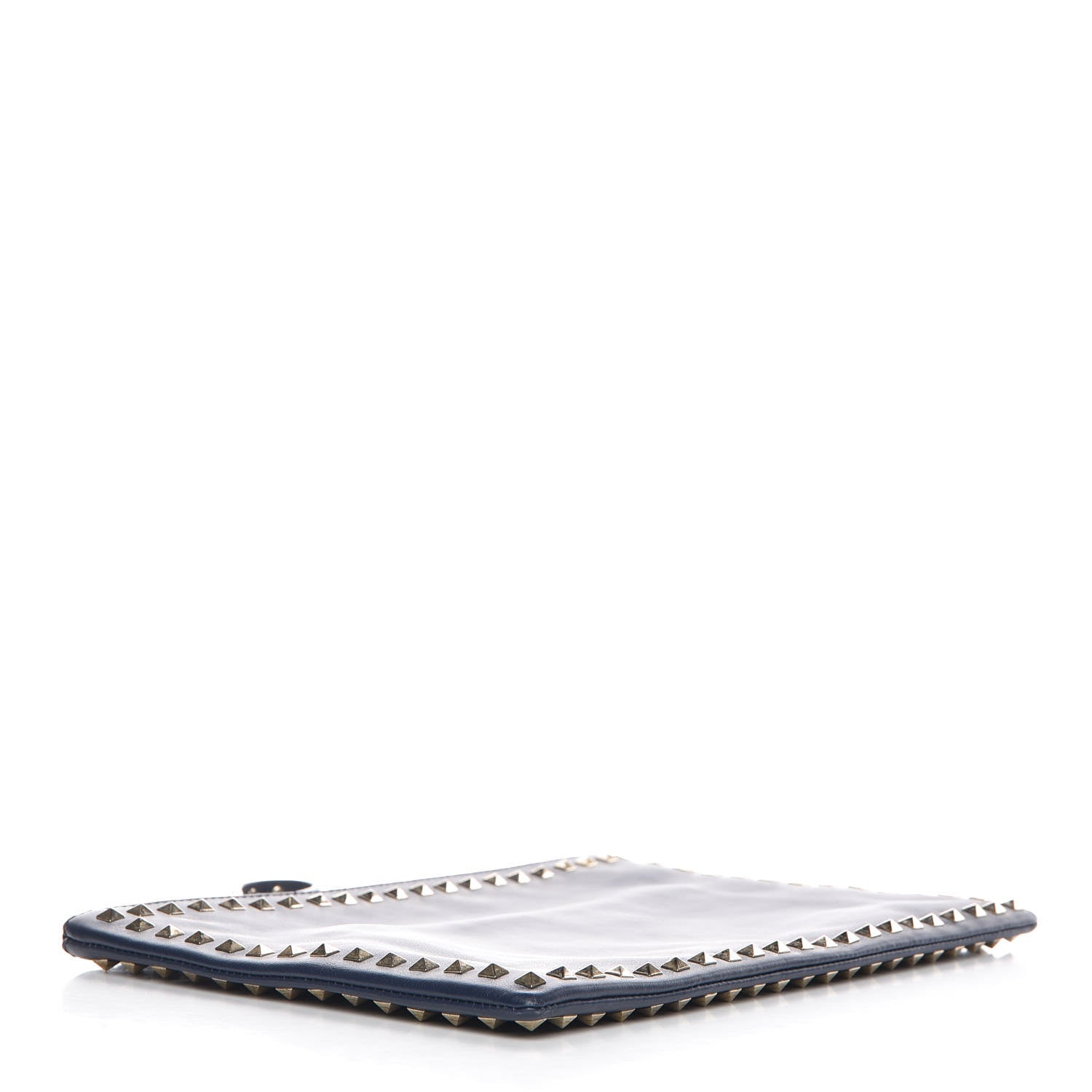 Valentino Garavani Calfskin Large Rockstud Zip Wristlet Pouch Marine 4 of 8