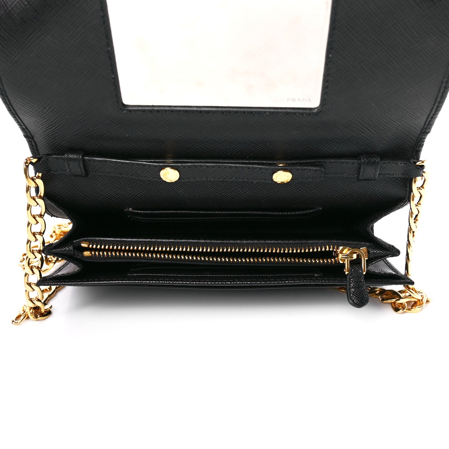 Saffiano Lux Chain Wallet Black