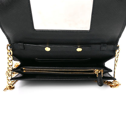 Prada Saffiano Lux Chain Wallet Black 5 of 12