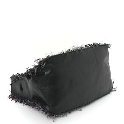 Bottega Veneta Nappa Intrecciato Alligator Fringe Shoulder Bag Black 4 of 8
