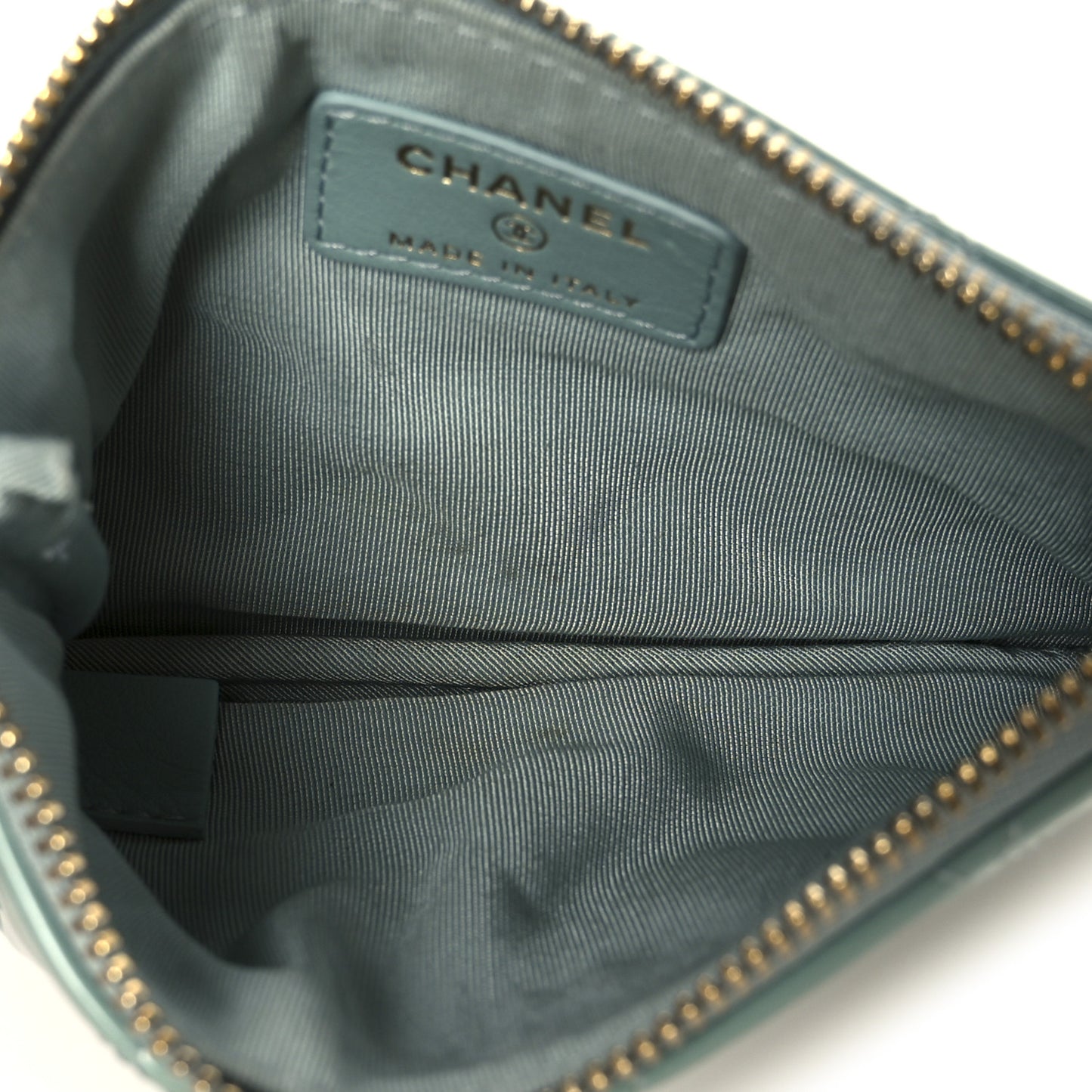 Patent Quilted Small Cosmetic Case Light Blue