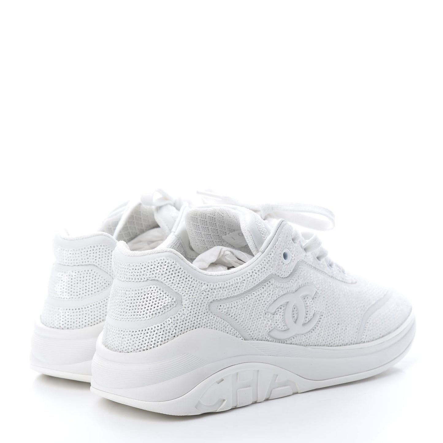 Sequin CC Sneakers 38.5 White