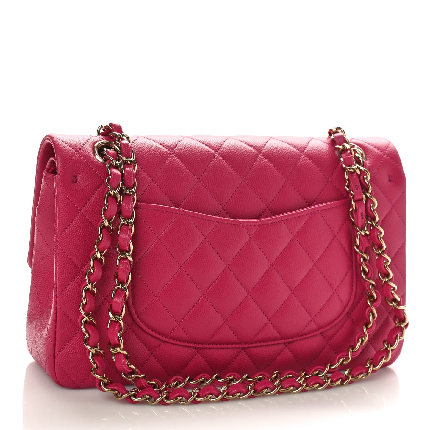Caviar Quilted Medium Double Flap Dark Pink