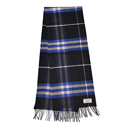 Burberry Cashmere Giant Check Fringe Scarf Bright Cobalt 3 of 6
