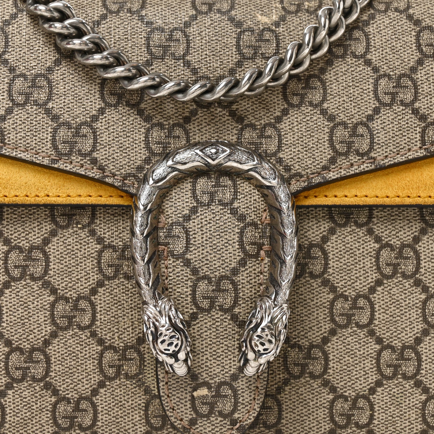 Gucci GG Supreme Monogram Mini Dionysus Shoulder Bag Yellow 8 of 10