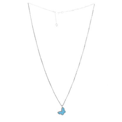 Van Cleef & Arpels 18K White Gold Turquoise Sweet Alhambra Butterfly Pendant Necklace 3 of 8