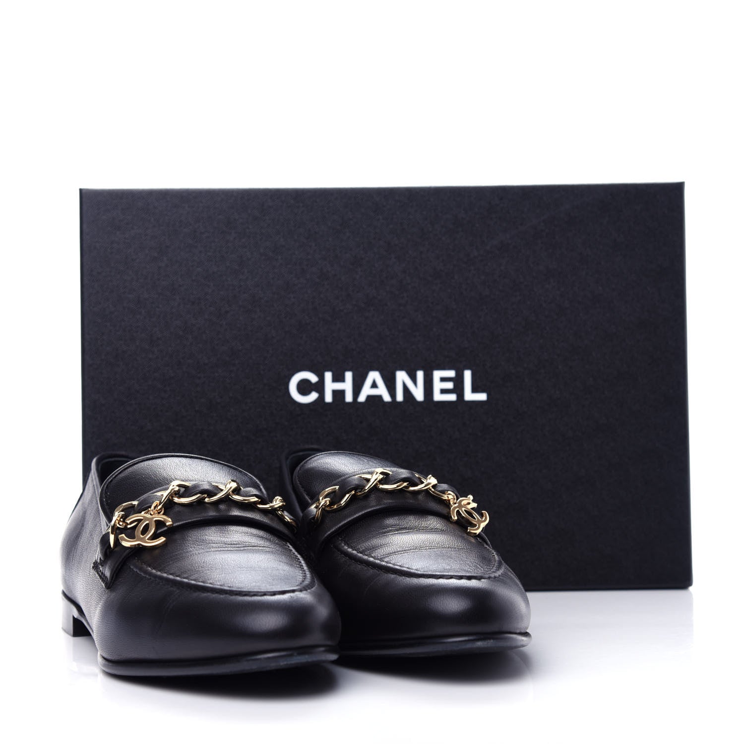 Chanel Lambskin CC Chain Loafers 38 Black 11 of 11