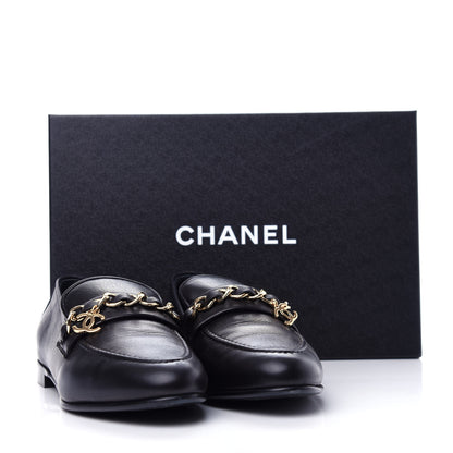 Chanel Lambskin CC Chain Loafers 38 Black 11 of 11