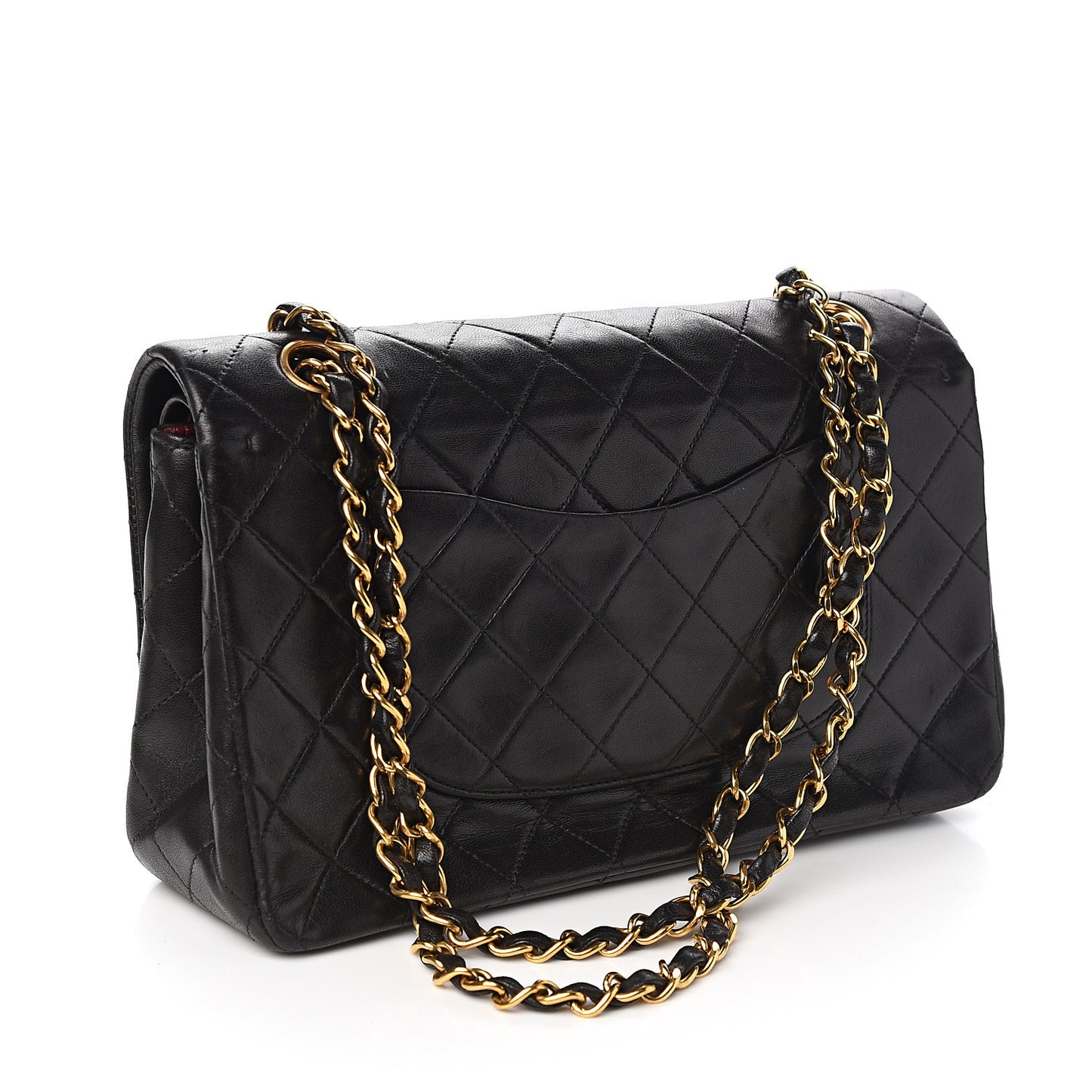 Lambskin Quilted Medium Double Flap Black