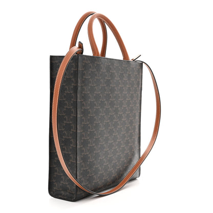 Celine Triomphe Canvas Calfskin Small Vertical Cabas Tan 3 of 9