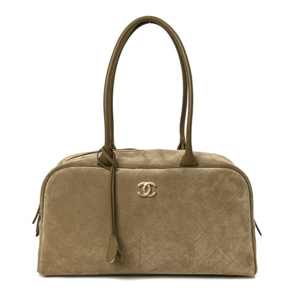 Chanel Suede Calfskin Large Perfect Bowling Bag Dark Beige 1 of 18