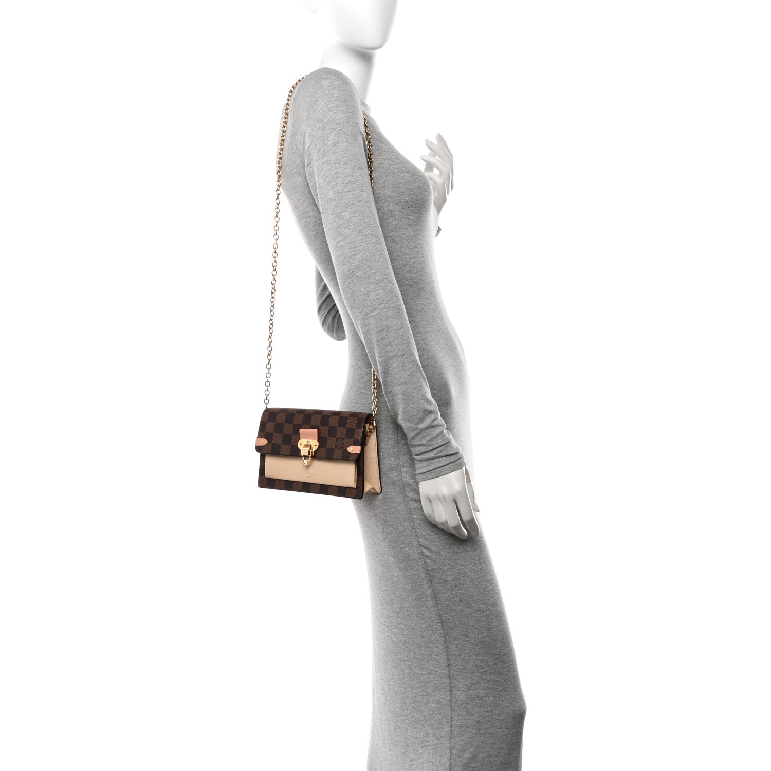 Louis Vuitton Damier Ebene Vavin Chain Wallet Creme 2 of 11